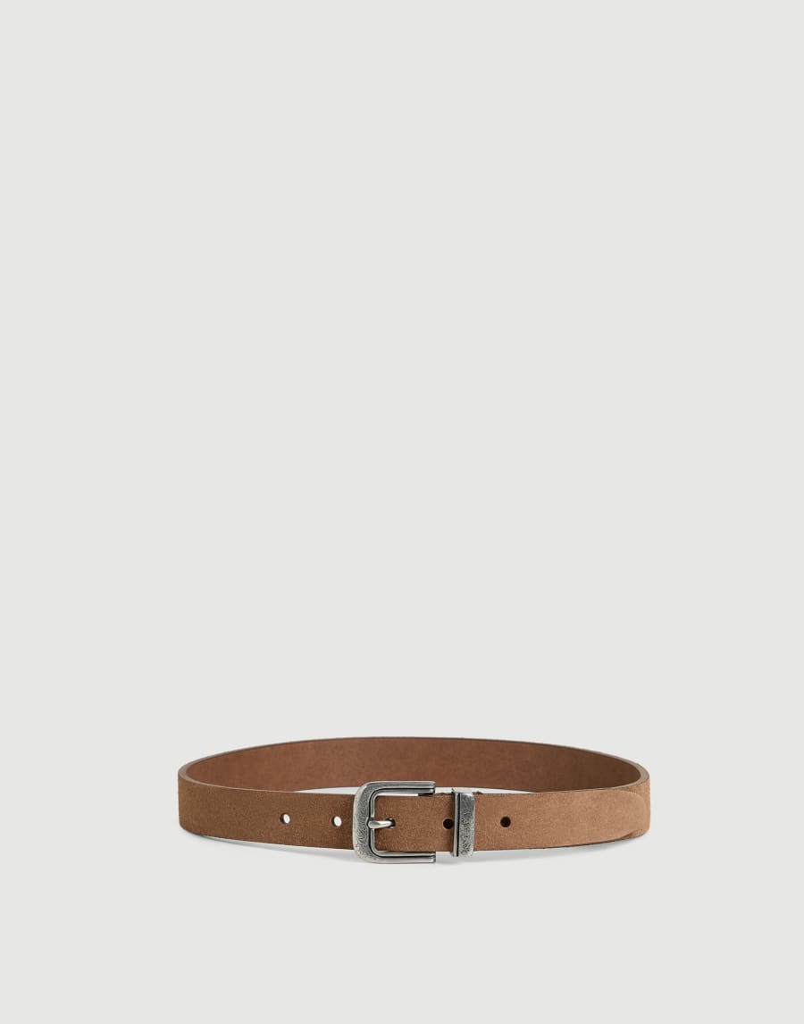Suede belt with detailed buckle Brown Boys - Brunello Cucinelli