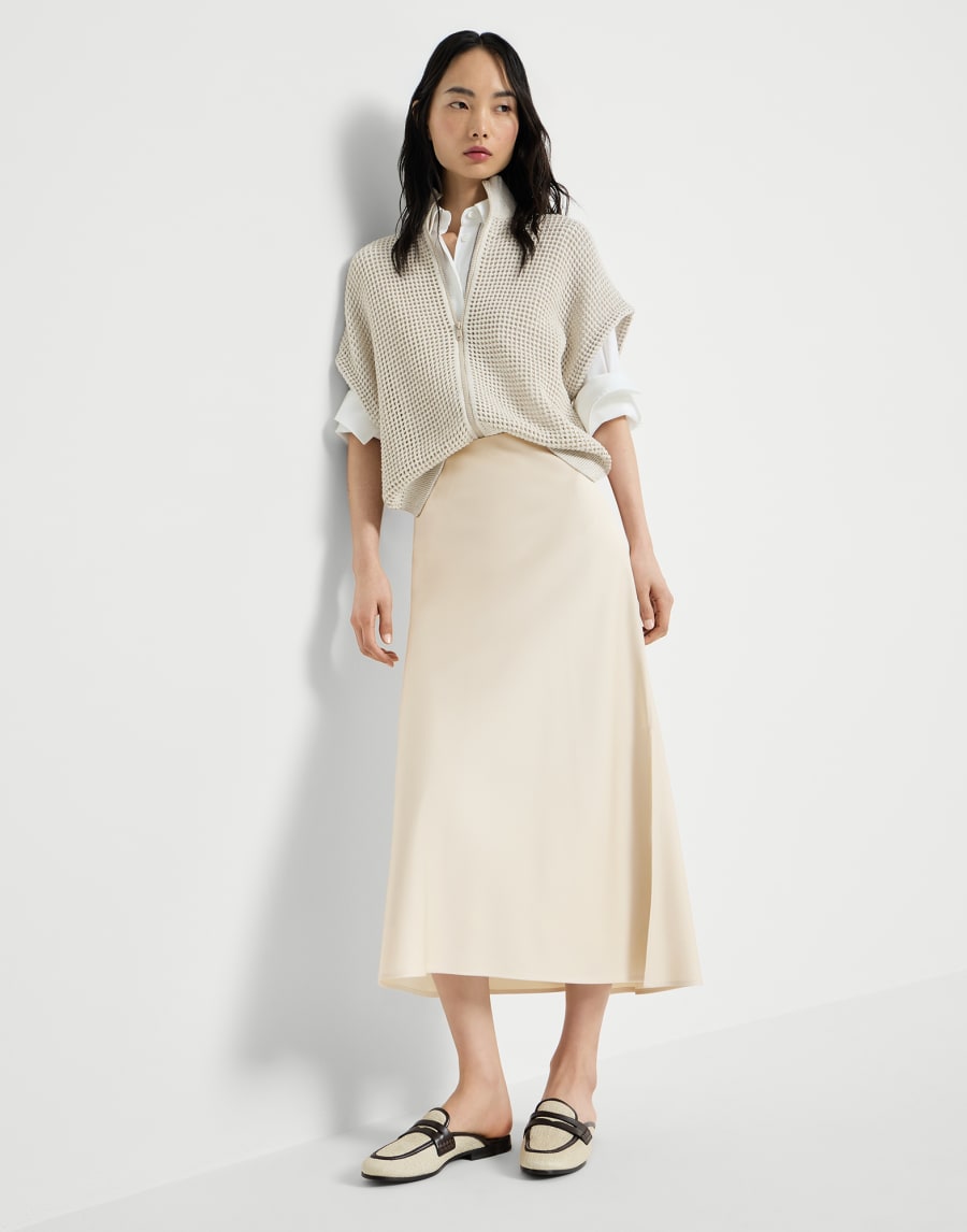 Satin cady fluid pencil skirt Beige Silk Woman - Brunello Cucinelli