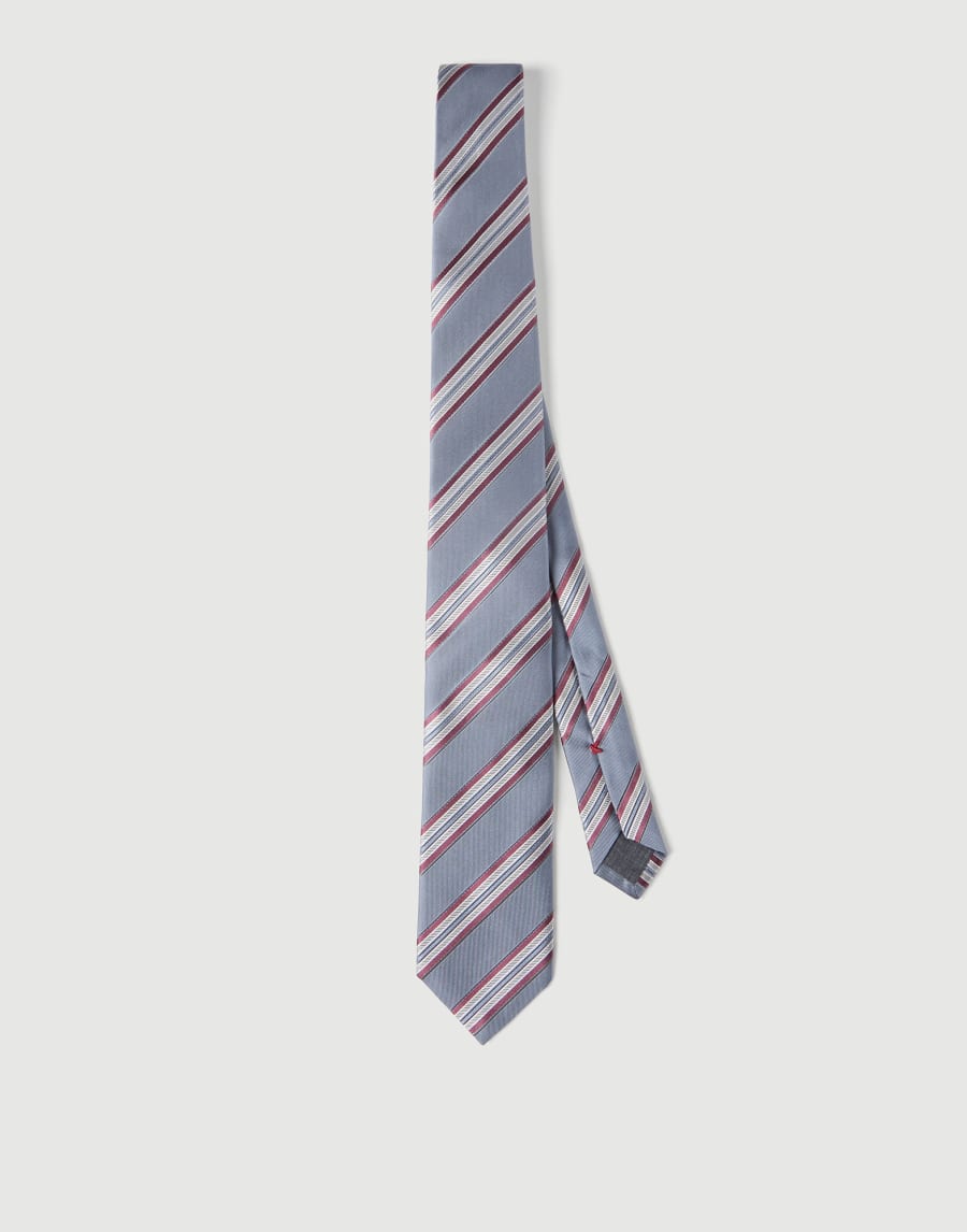 Silk textured stripe tie Medium Grey Man - Brunello Cucinelli