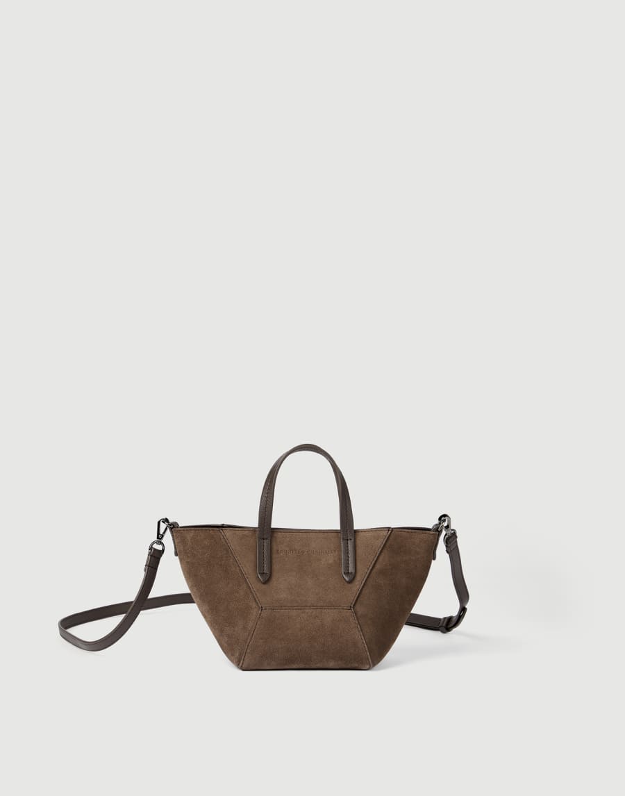 Suede mini BC Duo bag Bark Woman - Brunello Cucinelli