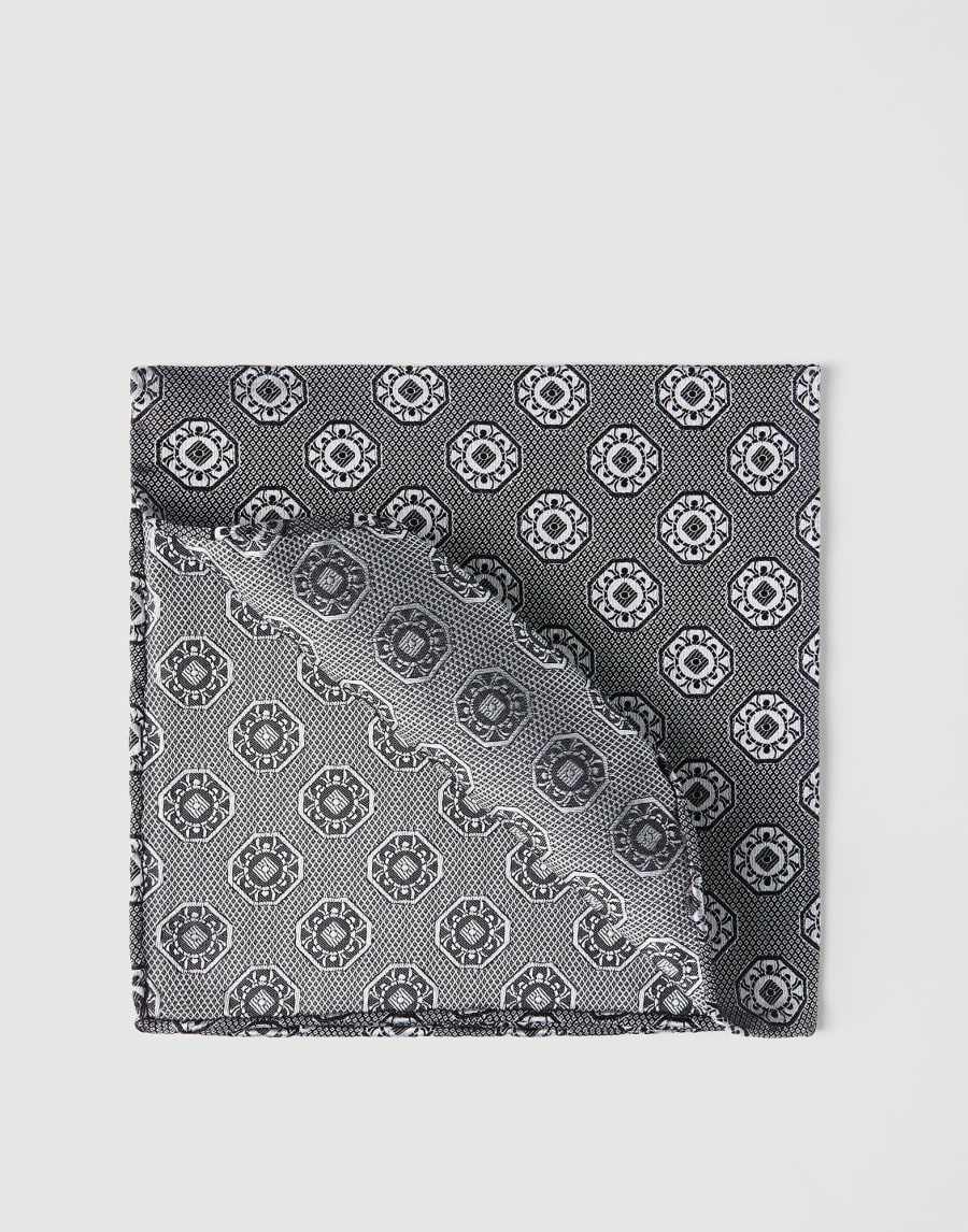 Pocket square with pattern Anthracite Man - Brunello Cucinelli