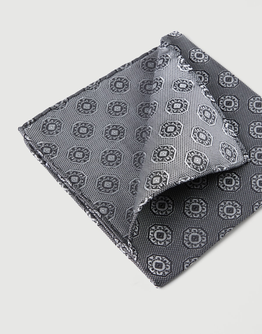 Pocket square with pattern Anthracite Man - Brunello Cucinelli