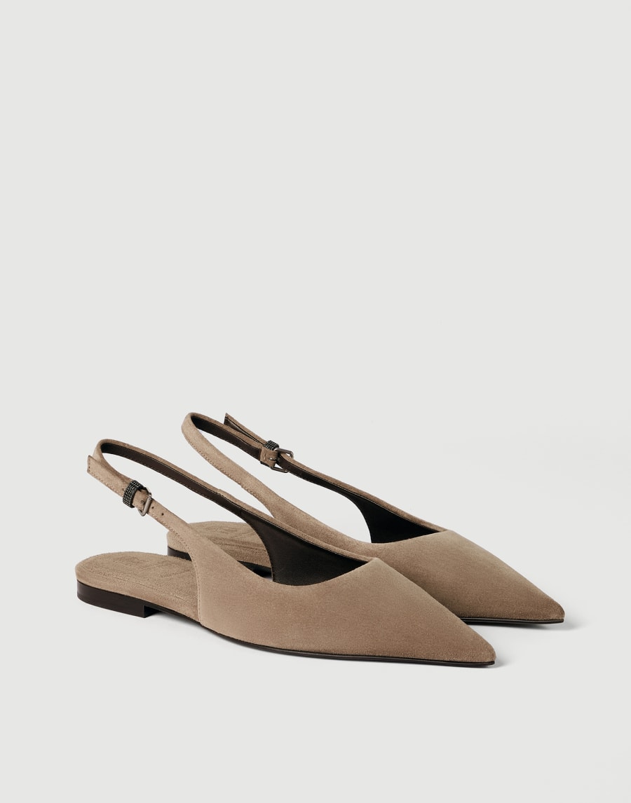 Suede slingback flats Brown Woman - Brunello Cucinelli
