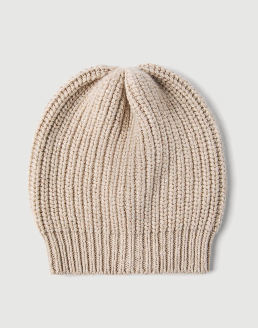 Cashmere and silk beanie Beige Woman - Brunello Cucinelli