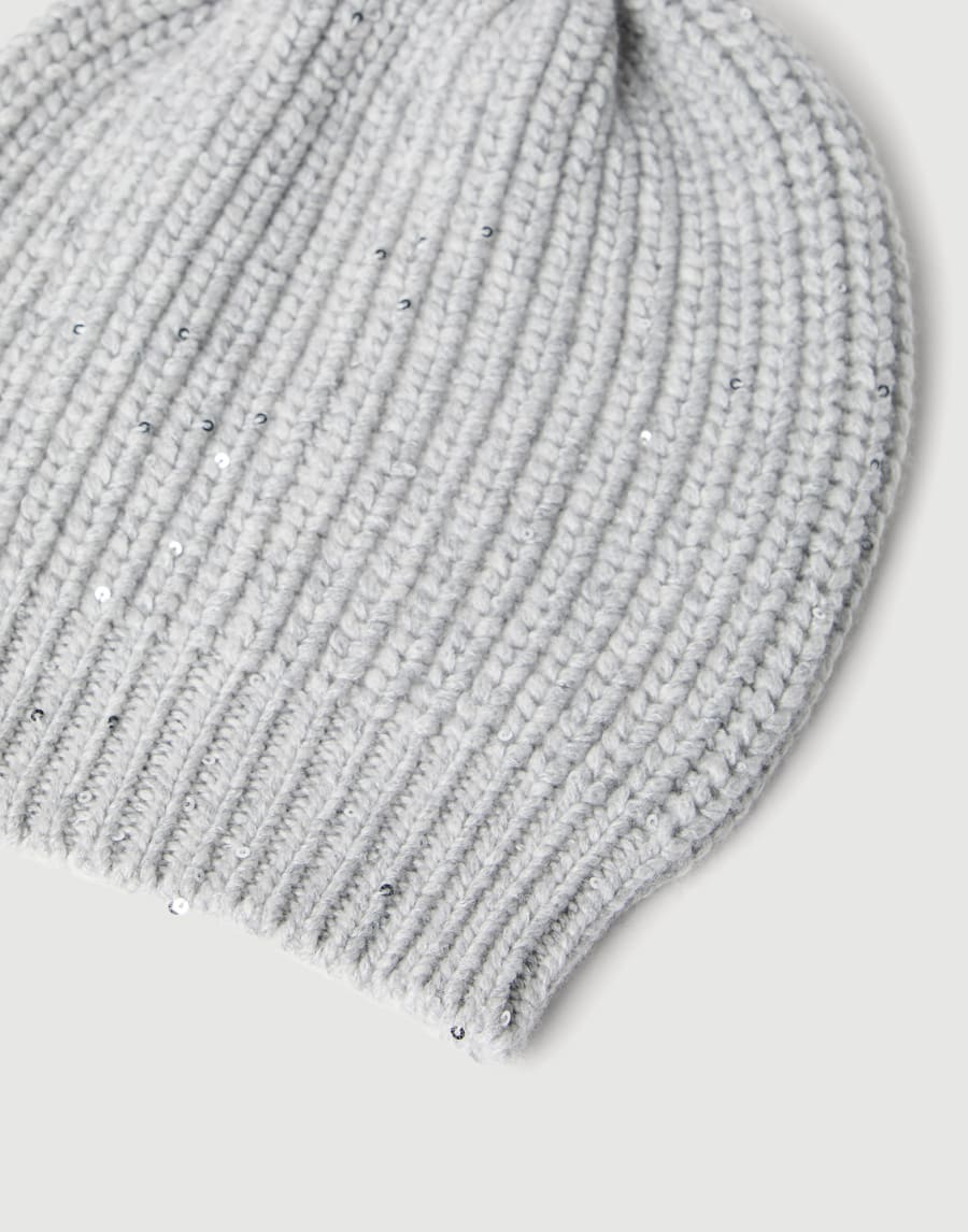 Cashmere and silk beanie Light Grey Woman - Brunello Cucinelli