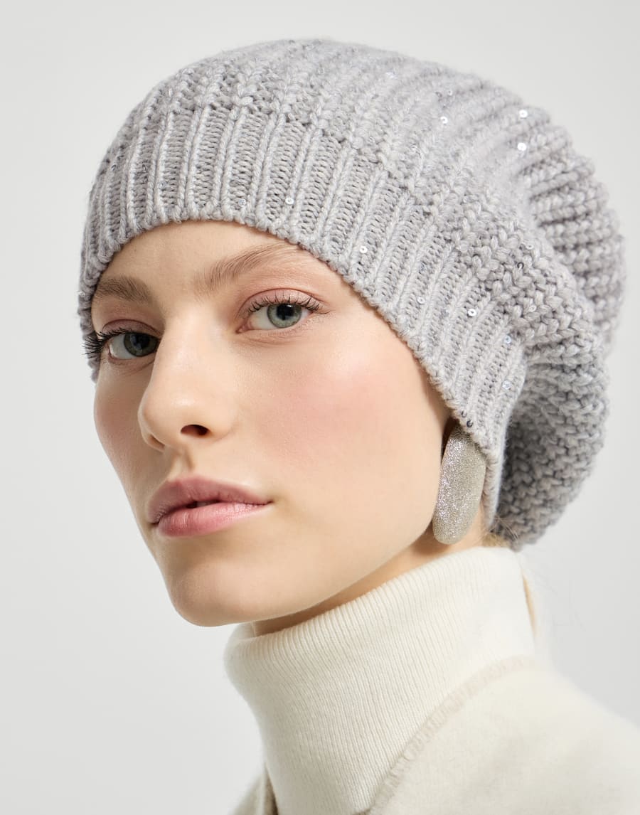 Cashmere and silk beanie Light Grey Woman - Brunello Cucinelli
