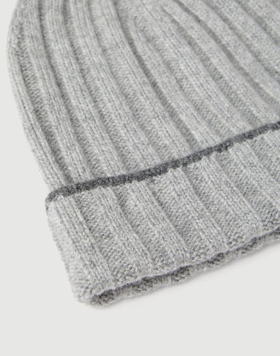 Cashmere rib knit beanie Grey Man - Brunello Cucinelli