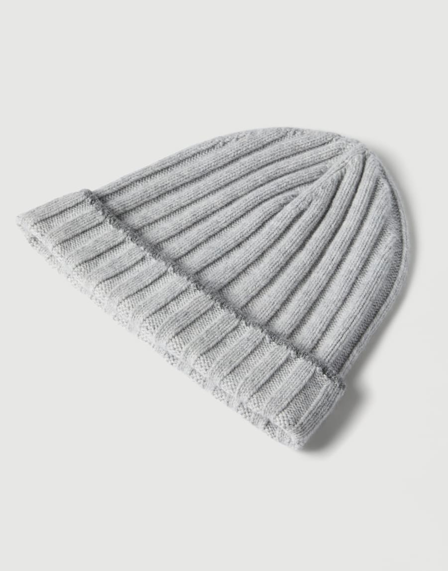 Cashmere rib knit beanie Light Grey Man - Brunello Cucinelli