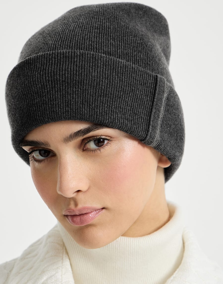 Knit beanie Lignite Grey Woman - Brunello Cucinelli