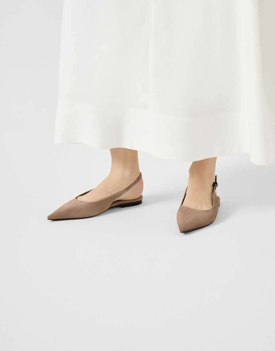 Suede slingback flats Brown Woman - Brunello Cucinelli