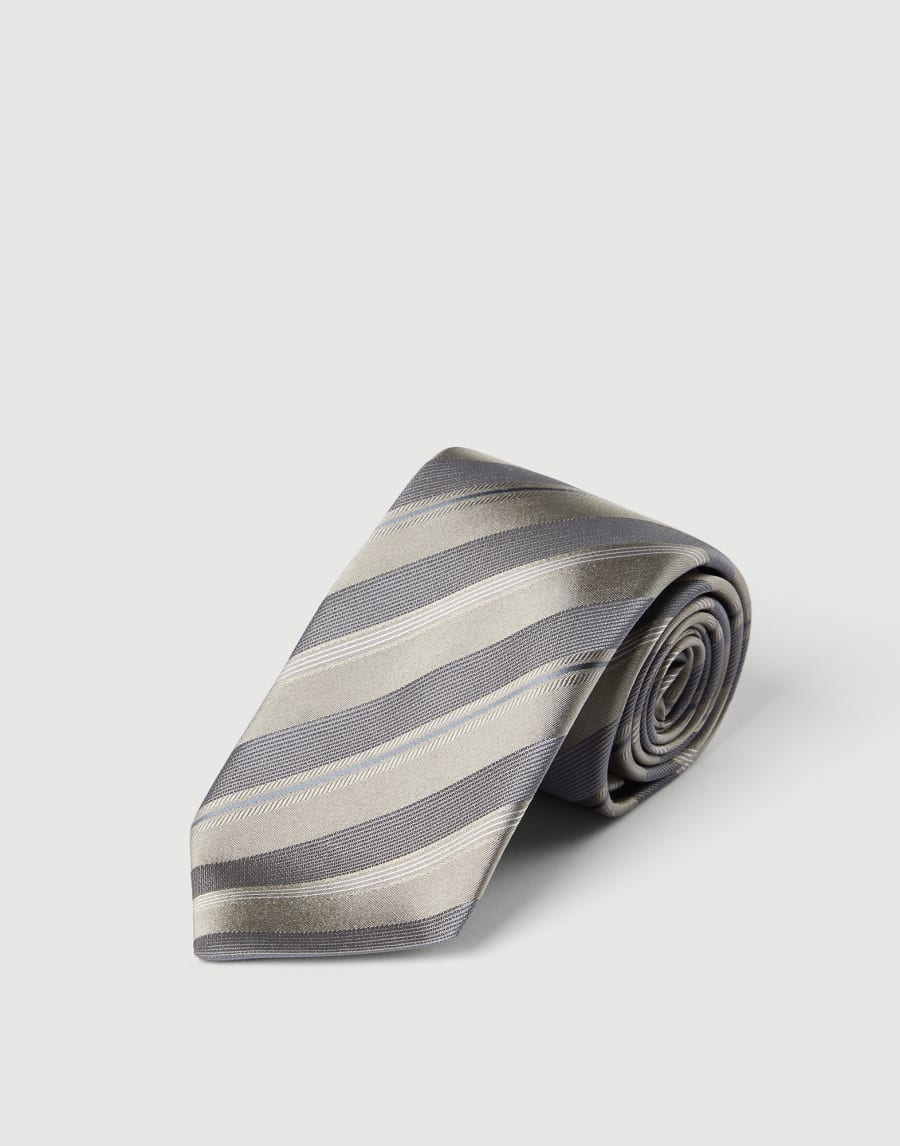 Striped silk necktie Khaki Man - Brunello Cucinelli