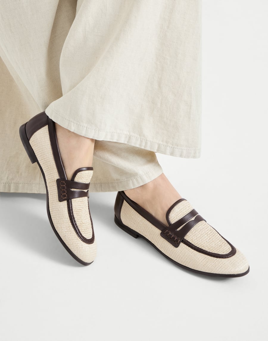 Raffia and leather loafers Rope Woman - Brunello Cucinelli
