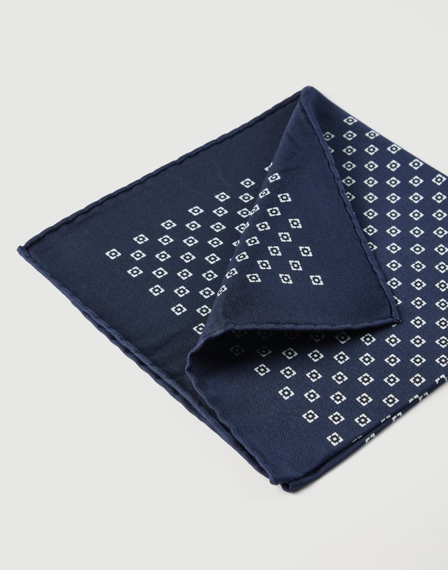 Silk pocket square Navy Blue Man - Brunello Cucinelli