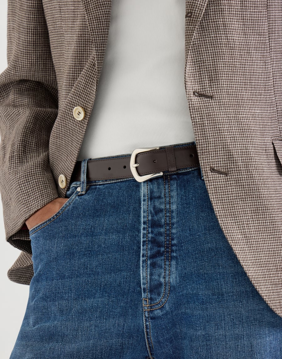 カーフスキン ベルト ブラウン メンズ - Brunello Cucinelli