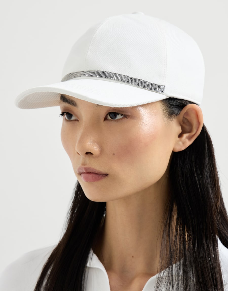 Baseball Cap with monili White Woman - Brunello Cucinelli