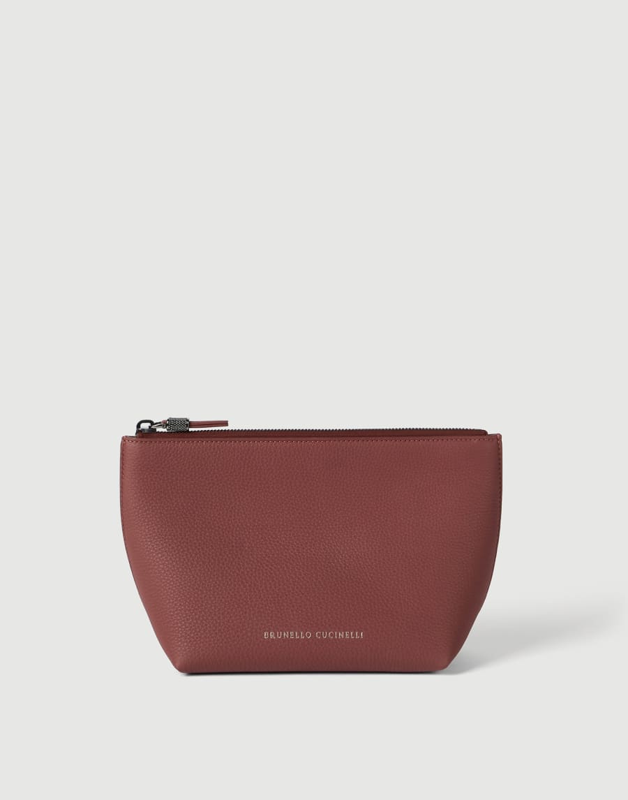 Calfskin clutch bag with monili Firebrick Woman - Brunello Cucinelli