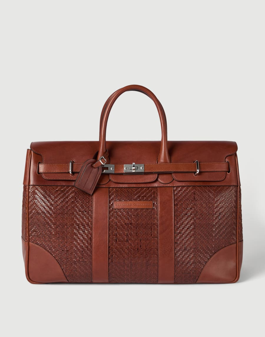 Calfskin and cowhide bag Cognac Man - Brunello Cucinelli