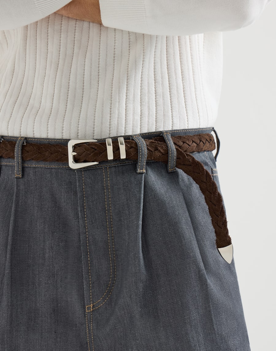 リバースカーフスキン ベルト ダークブラウン メンズ - Brunello Cucinelli