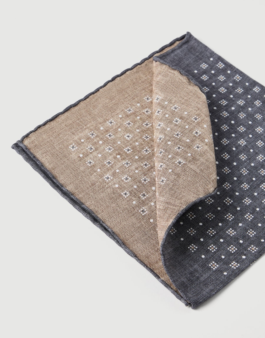 Pocket square with pattern Anthracite Man - Brunello Cucinelli