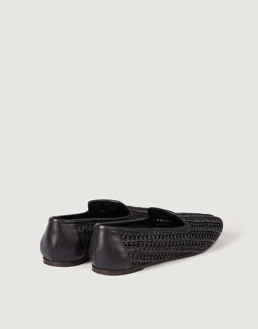 Techno raffia and calfskin flats Black Woman - Brunello Cucinelli
