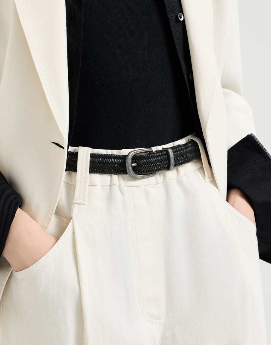 ストレッチレザー メッシュベルト ブラック レディース - Brunello Cucinelli