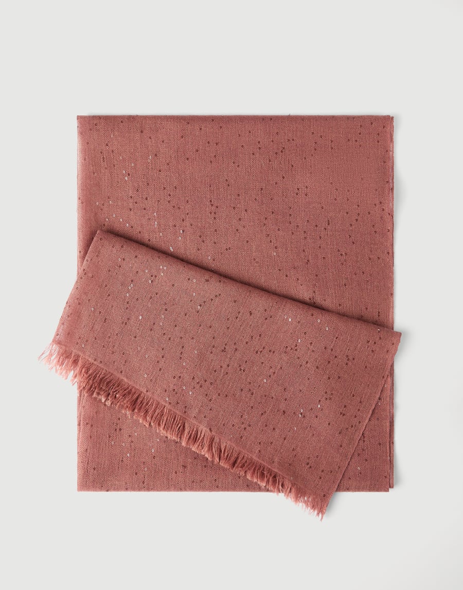 Cashmere and silk Diamond yarn scarf Orange Woman - Brunello Cucinelli