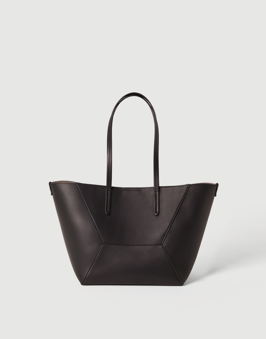 Bolso BC Duo pequeño en piel de becerro Caoba oscuro Mujer - Brunello Cucinelli