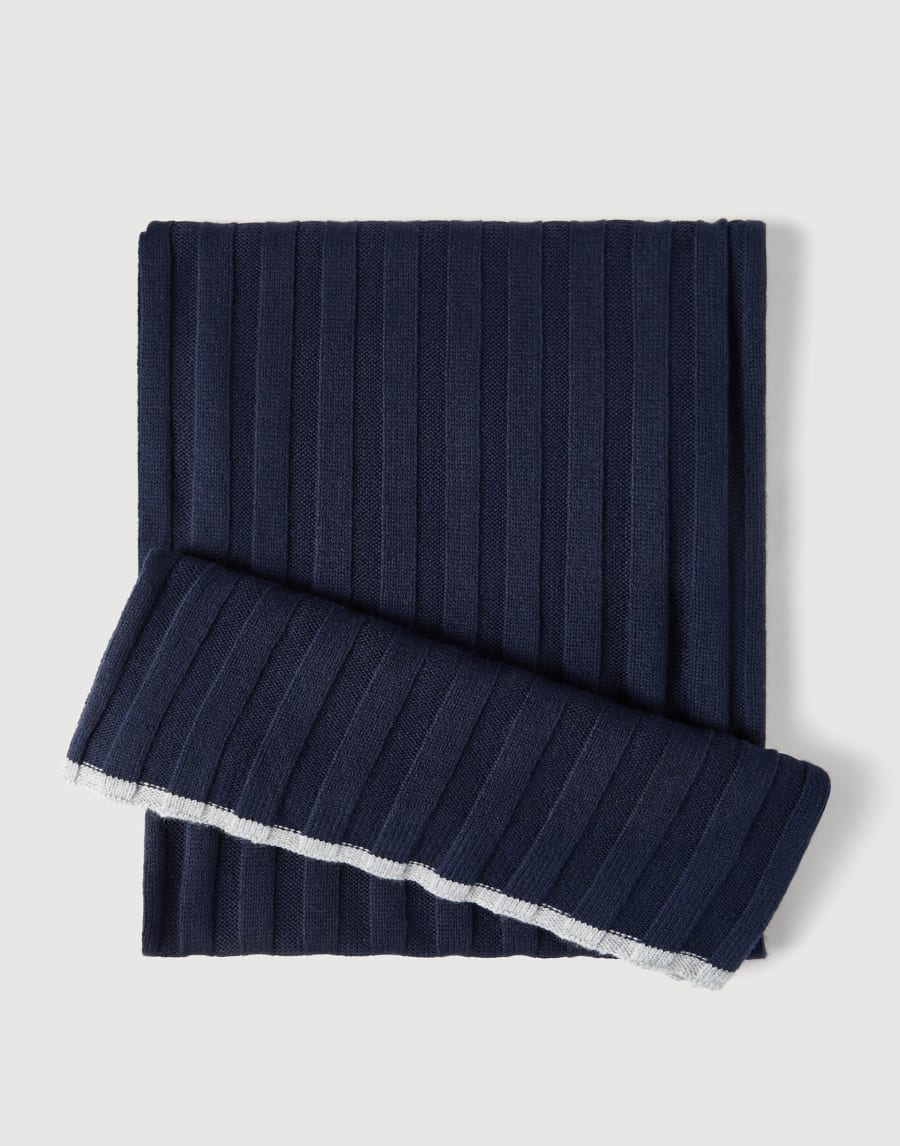 Bufanda en punto de vicuña Azul Hombre - Brunello Cucinelli