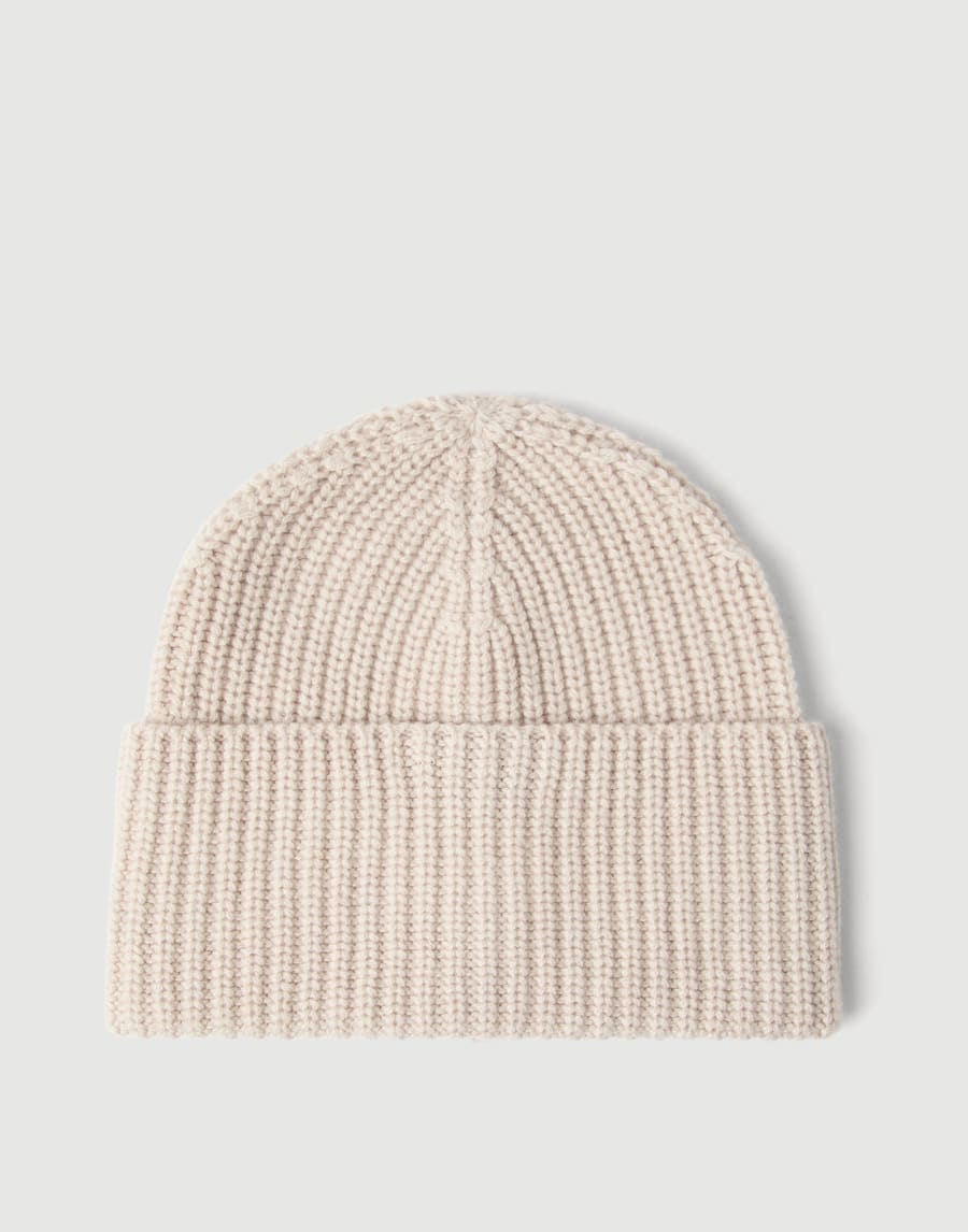 Cashmere rib knit beanie Camel Man - Brunello Cucinelli
