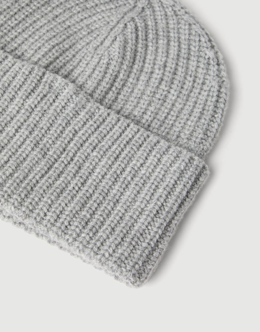 Cashmere rib knit beanie Light Grey Man - Brunello Cucinelli