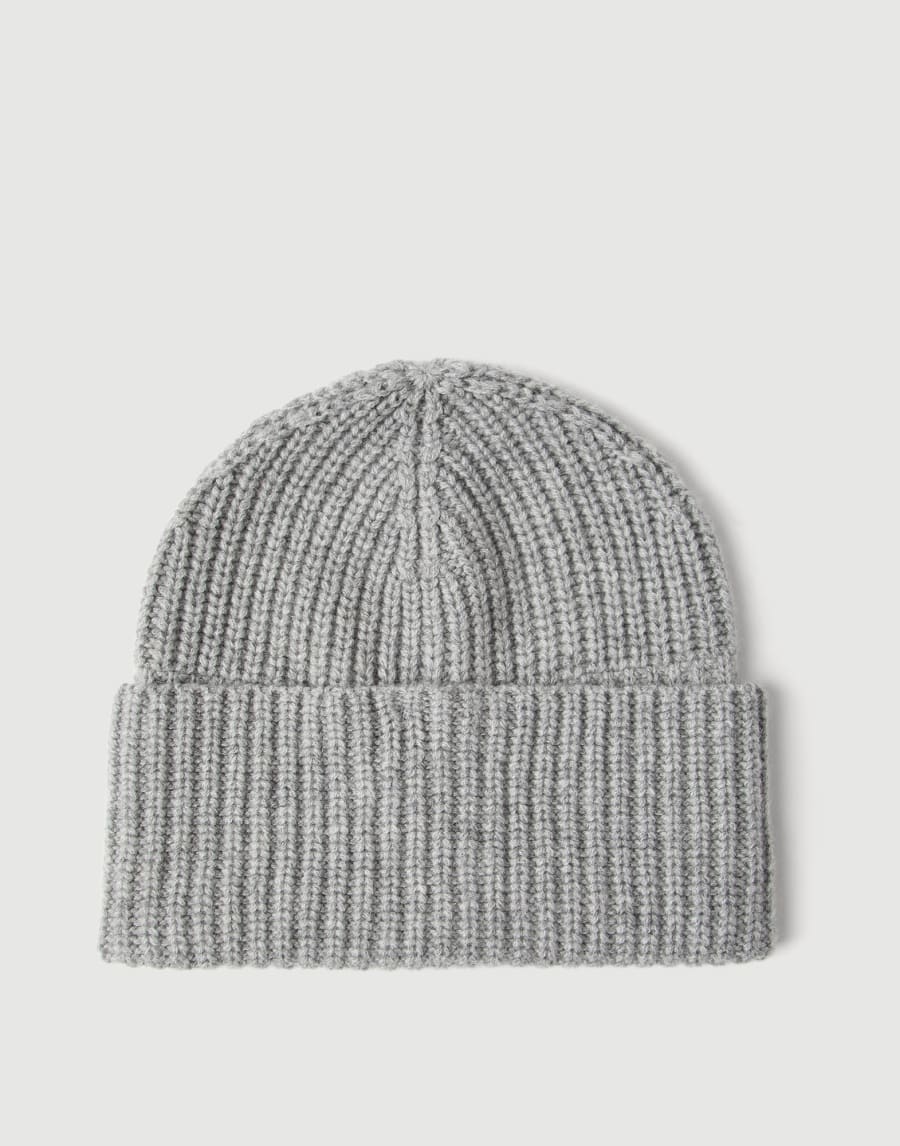 Cashmere rib knit beanie Light Grey Man - Brunello Cucinelli