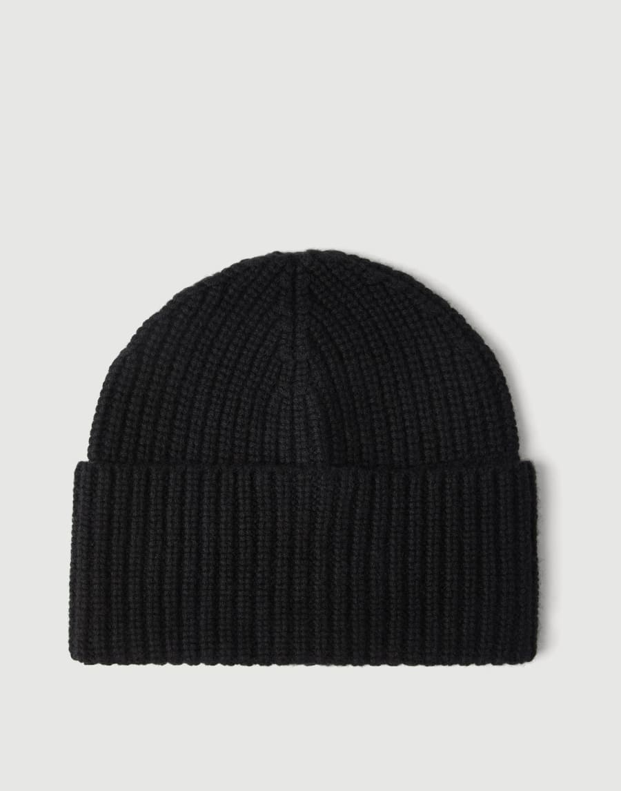 Cashmere rib knit beanie Black Man - Brunello Cucinelli