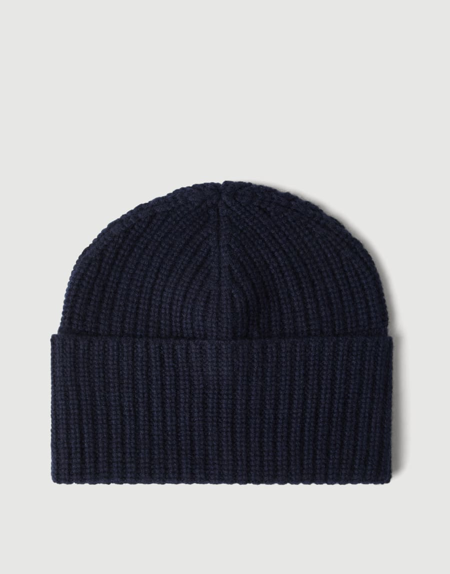 Cashmere rib knit beanie Navy Blue Man - Brunello Cucinelli