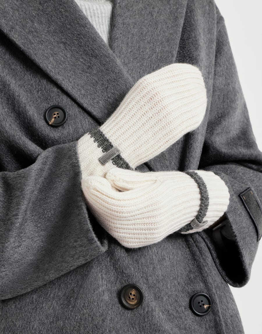 Knit mittens with monili Panama Woman - Brunello Cucinelli