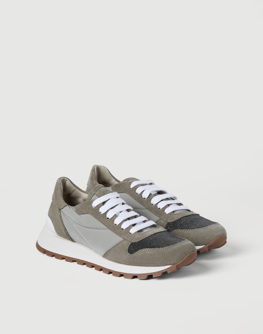 Fabric runners with monili Khaki Woman - Brunello Cucinelli