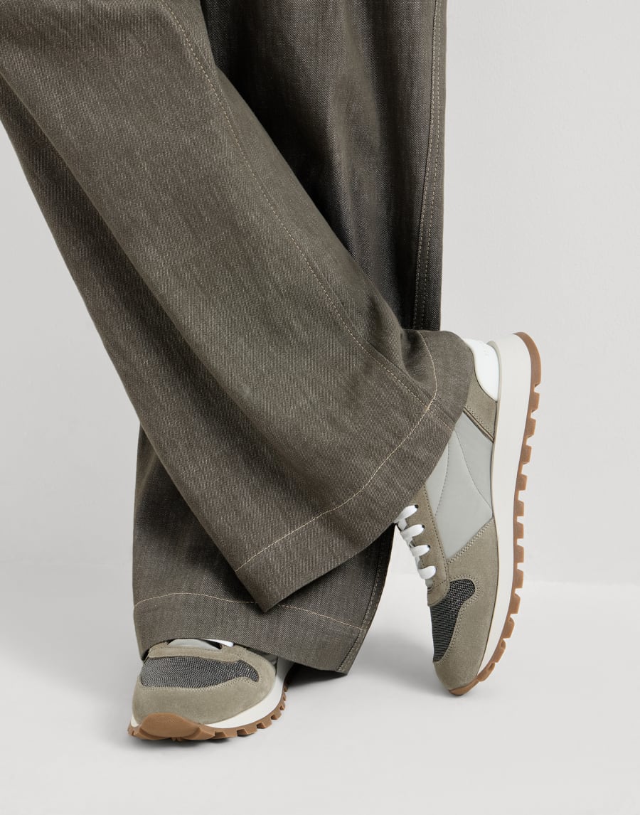 Fabric runners with monili Khaki Woman - Brunello Cucinelli
