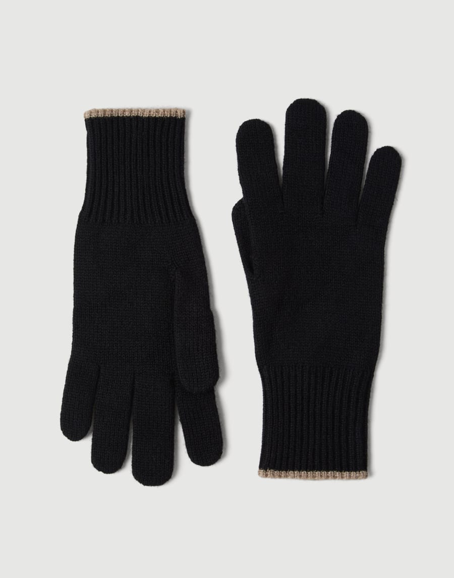 Cashmere knit gloves Black Man - Brunello Cucinelli