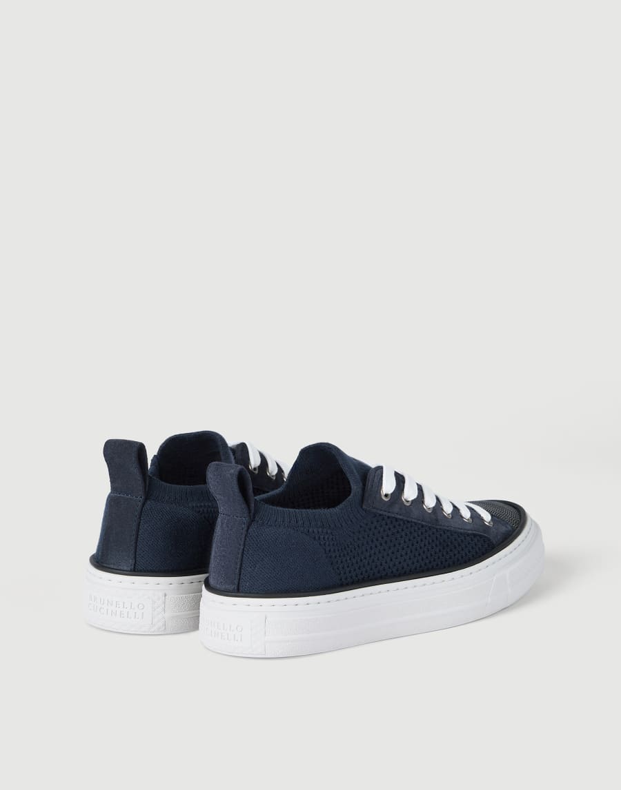 Cotton knit sneakers Blue Woman - Brunello Cucinelli