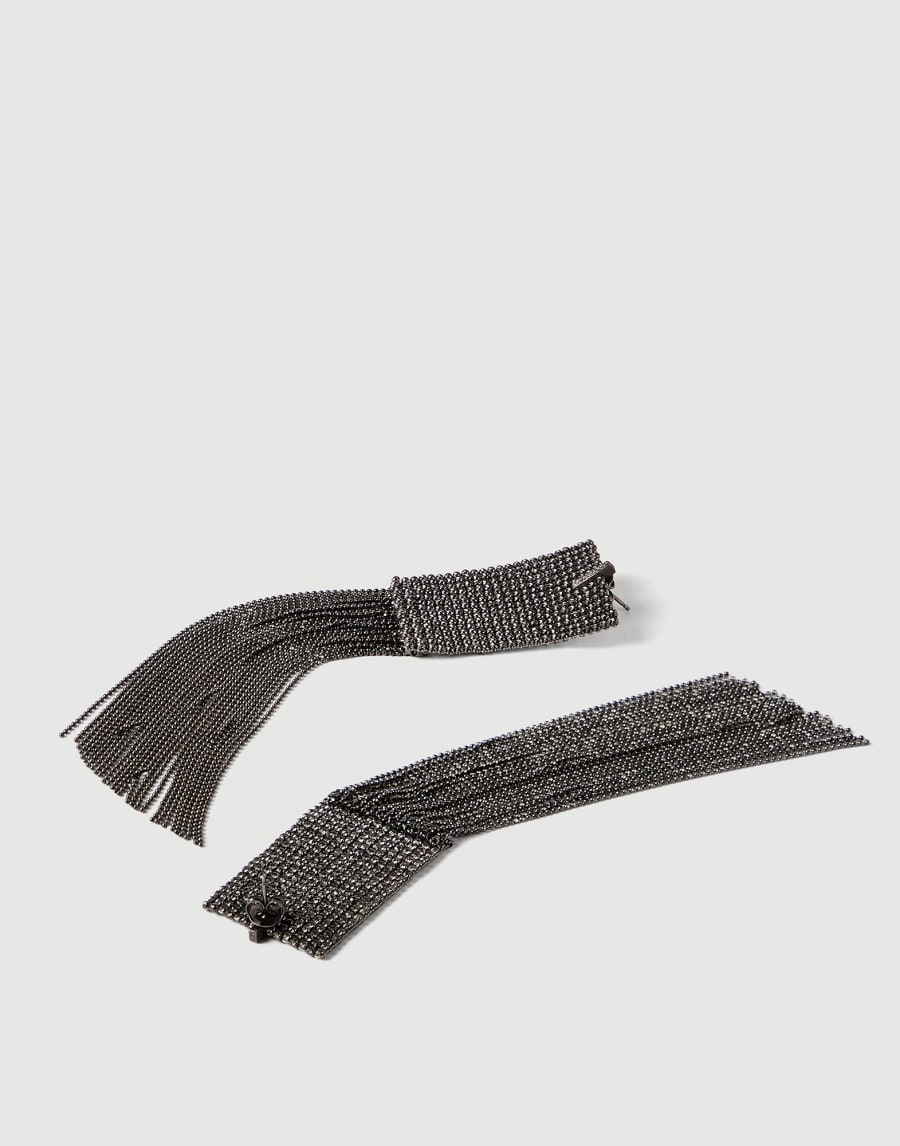 Silver frayed earrings Lignite Grey Woman - Brunello Cucinelli