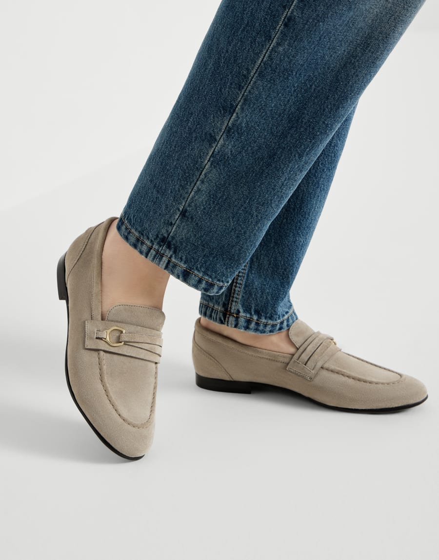 Suede loafers Light Grey Woman - Brunello Cucinelli
