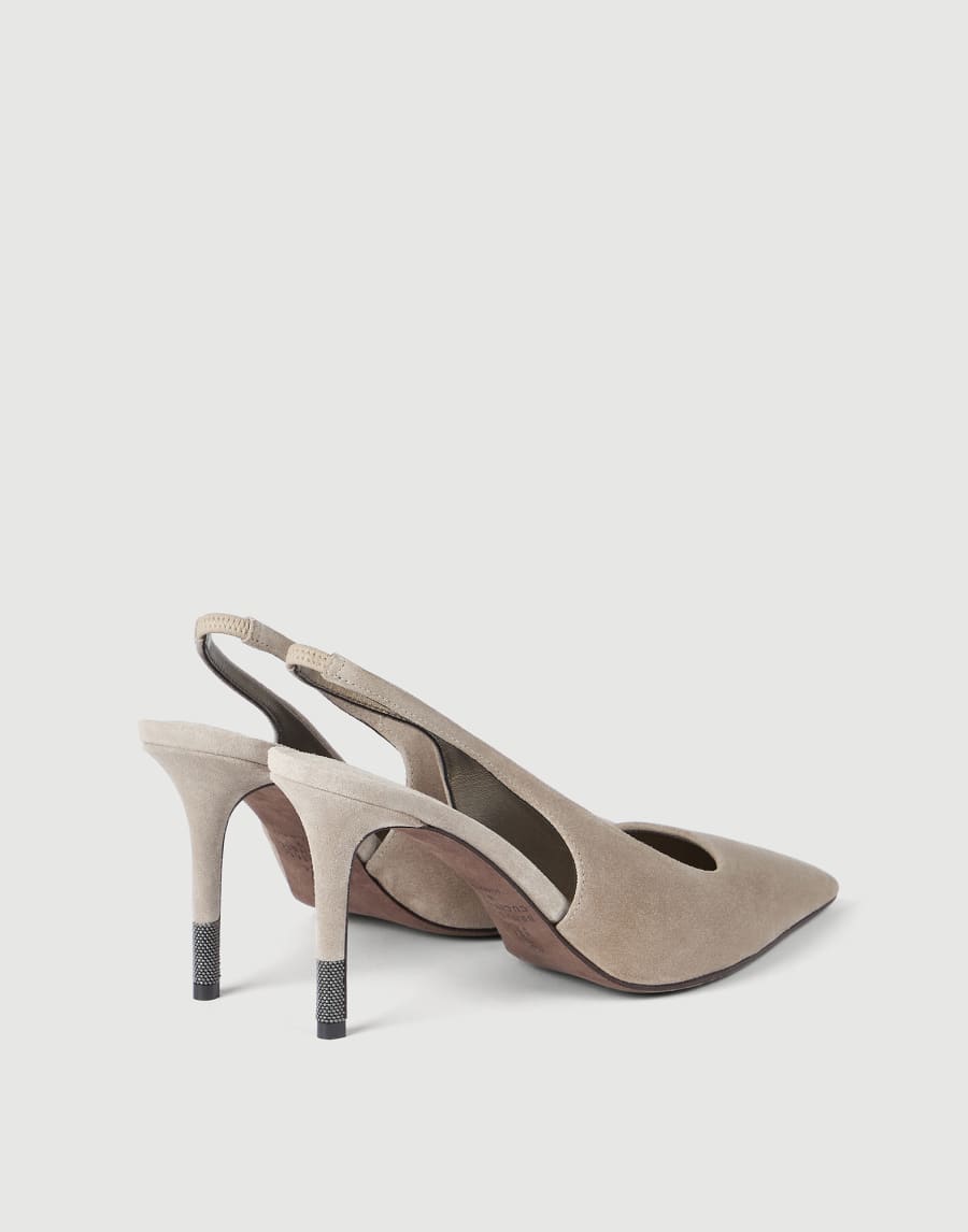 Suede slingback heels Light Grey Woman - Brunello Cucinelli
