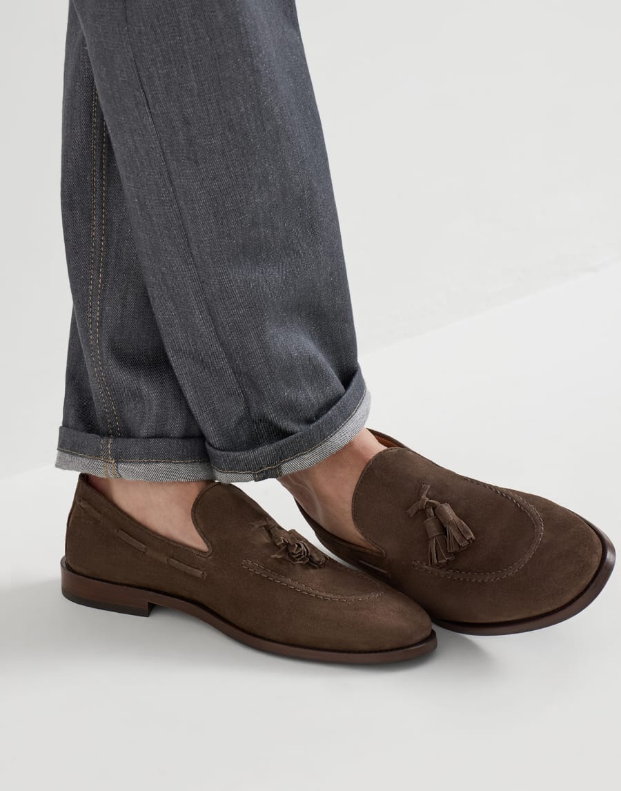 Suede loafers with tassels Brown Man - Brunello Cucinelli