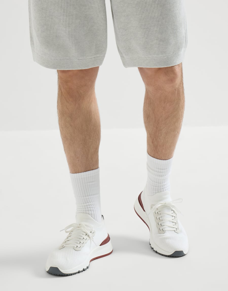 Cotton and calfskin runners White Man - Brunello Cucinelli
