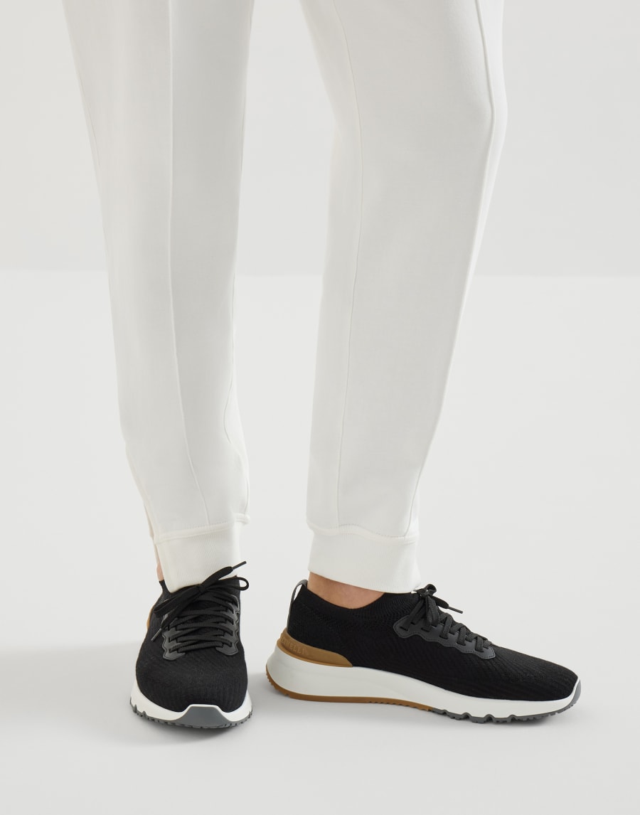 Cotton and calfskin runners Black Man - Brunello Cucinelli