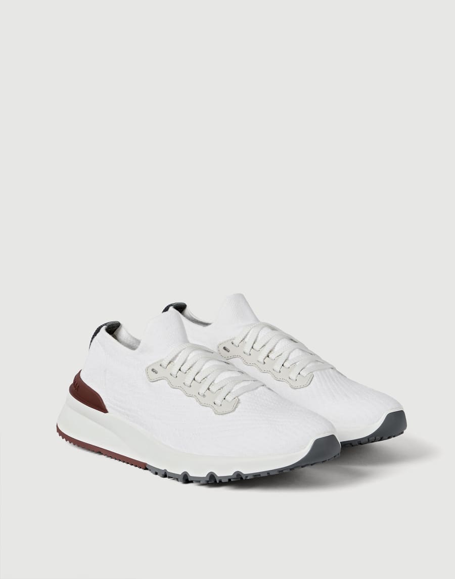 Cotton and calfskin runners White Man - Brunello Cucinelli