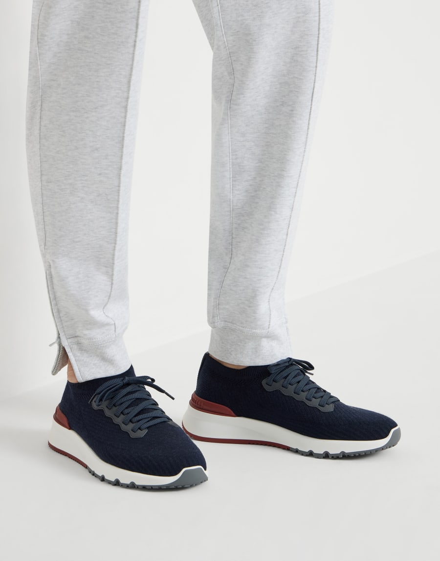 Cotton and calfskin runners Blue Man - Brunello Cucinelli