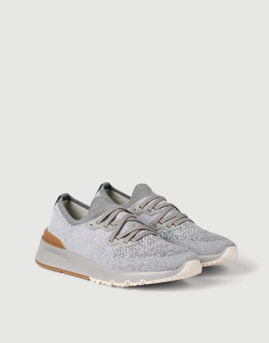 Cotton chiné knit runners Grey Man - Brunello Cucinelli