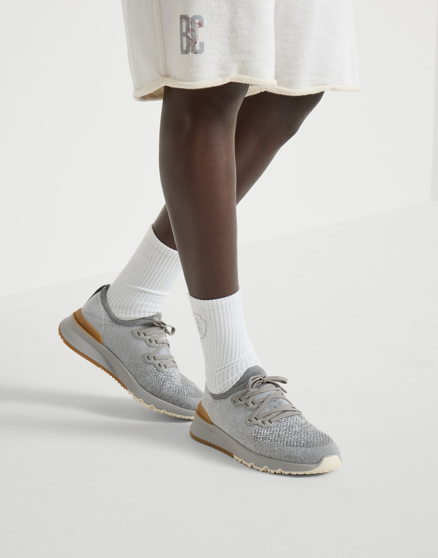 Cotton chiné knit runners Grey Man - Brunello Cucinelli