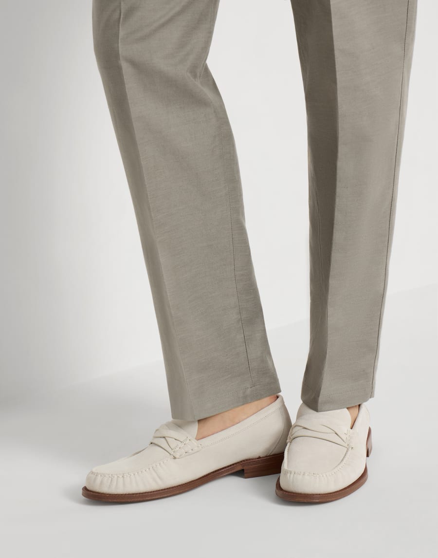 Suede loafers Ivory Man - Brunello Cucinelli