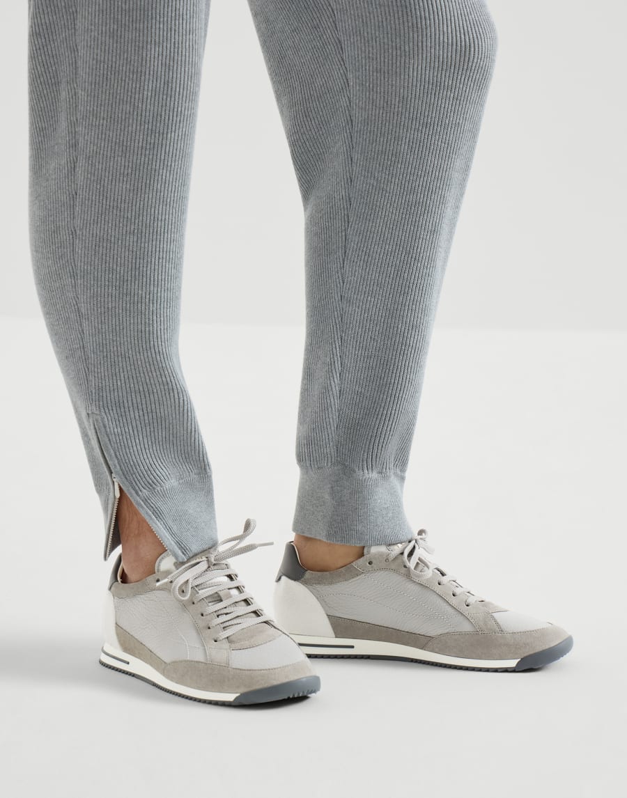 Deerskin and suede sneakers Light Grey Man - Brunello Cucinelli